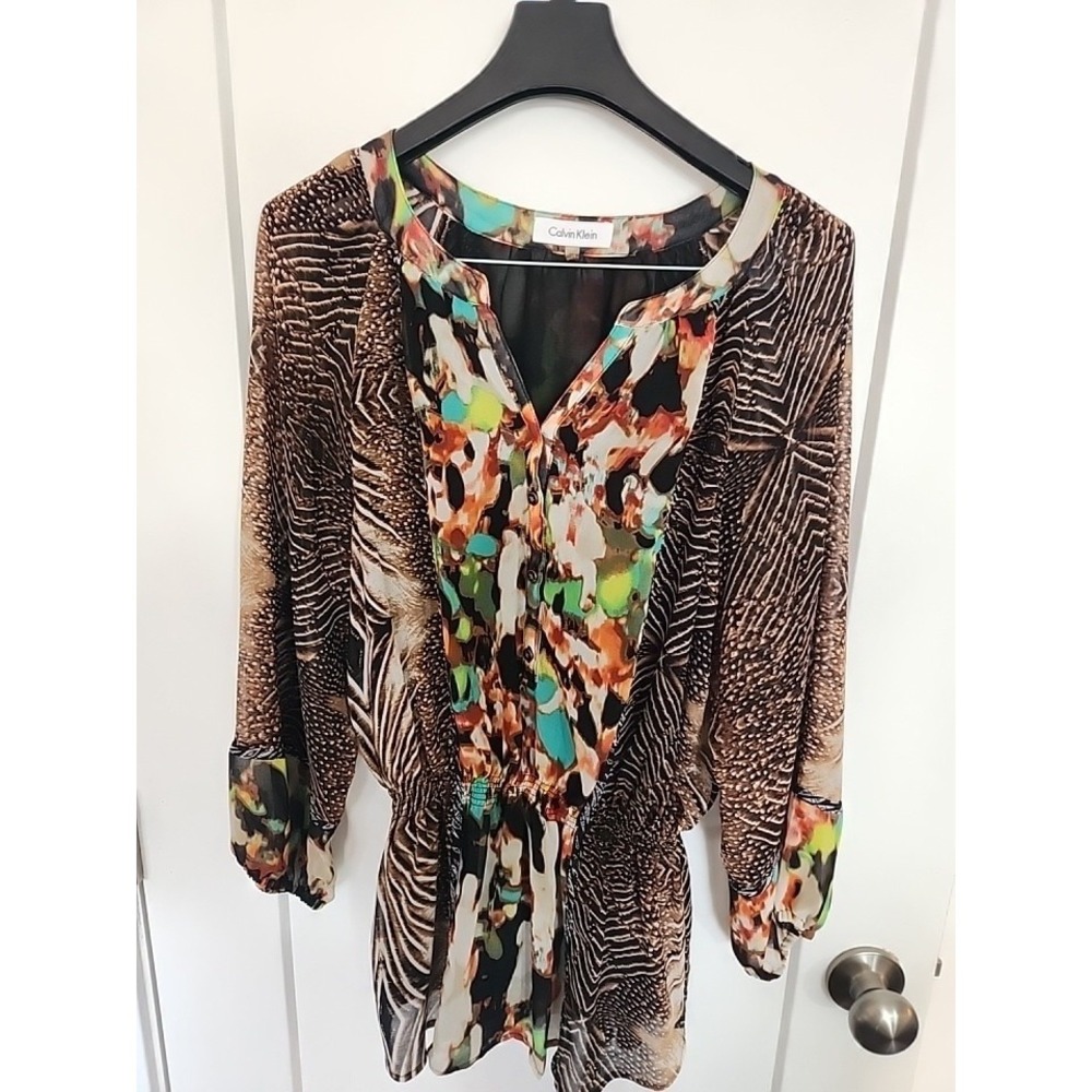 Calvin Klein Multicolor Boho Womens Blouse Size M